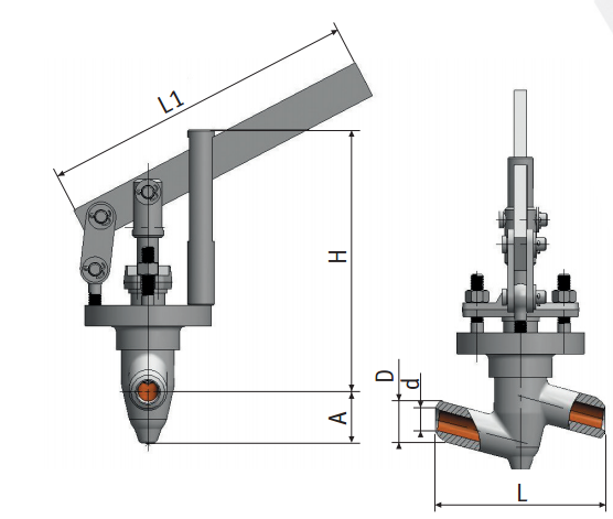 Regulating needle valve with lever actuation 9с-5-2-2| picture